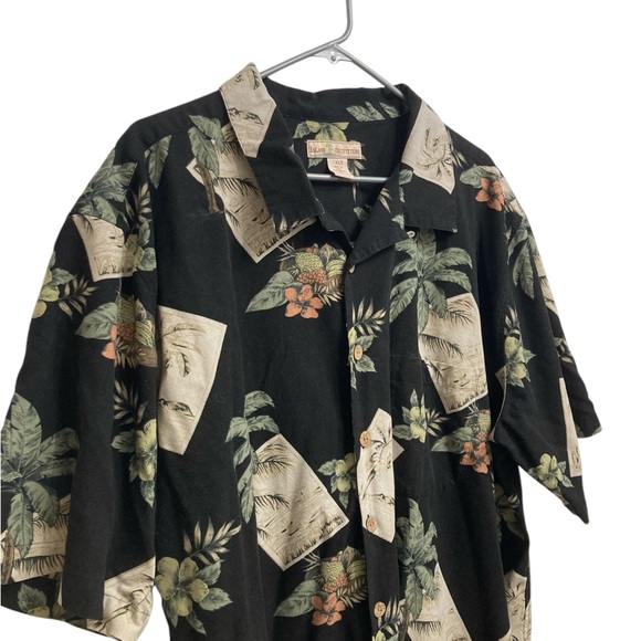 Island Outfitters Silk Blend Black Tropical Print Hawaiian Shirt, Size 2XLT - Picture 3 of 8